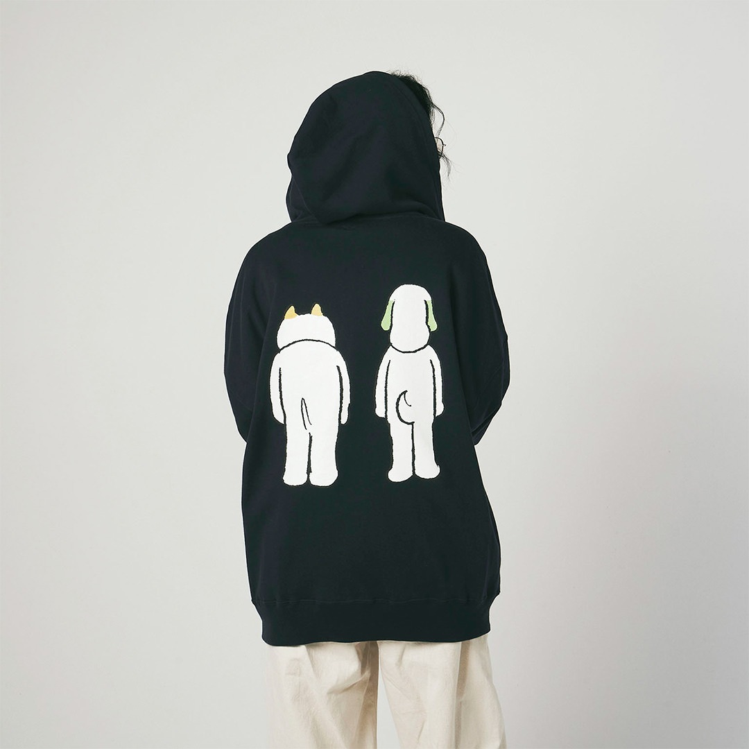 犬光ランド × makomo ペンぺとピンピ BIG ZIP HOODIE【NAVY】