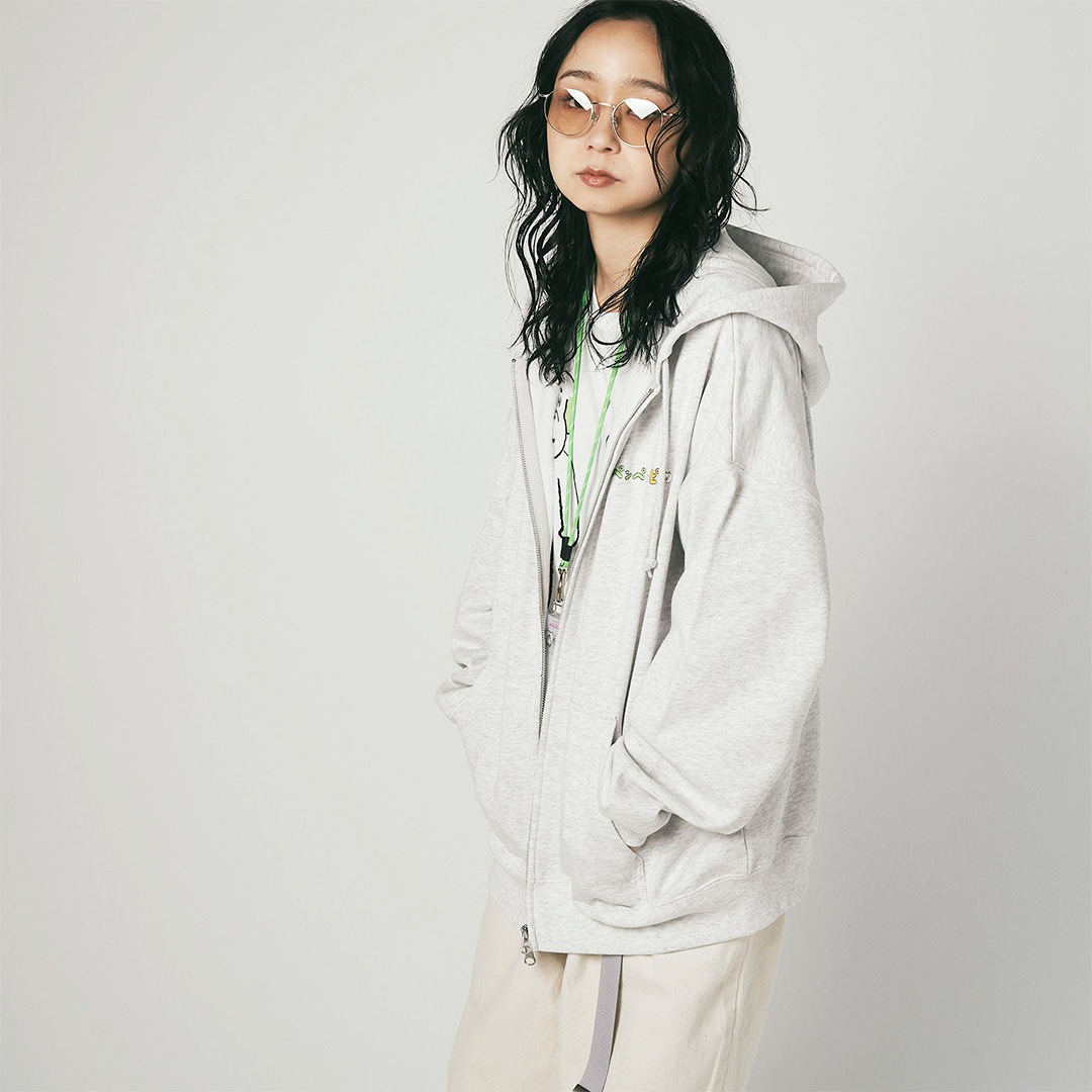 犬光ランド × makomo ペンぺとピンピ BIG ZIP HOODIE【MIX GRAY】