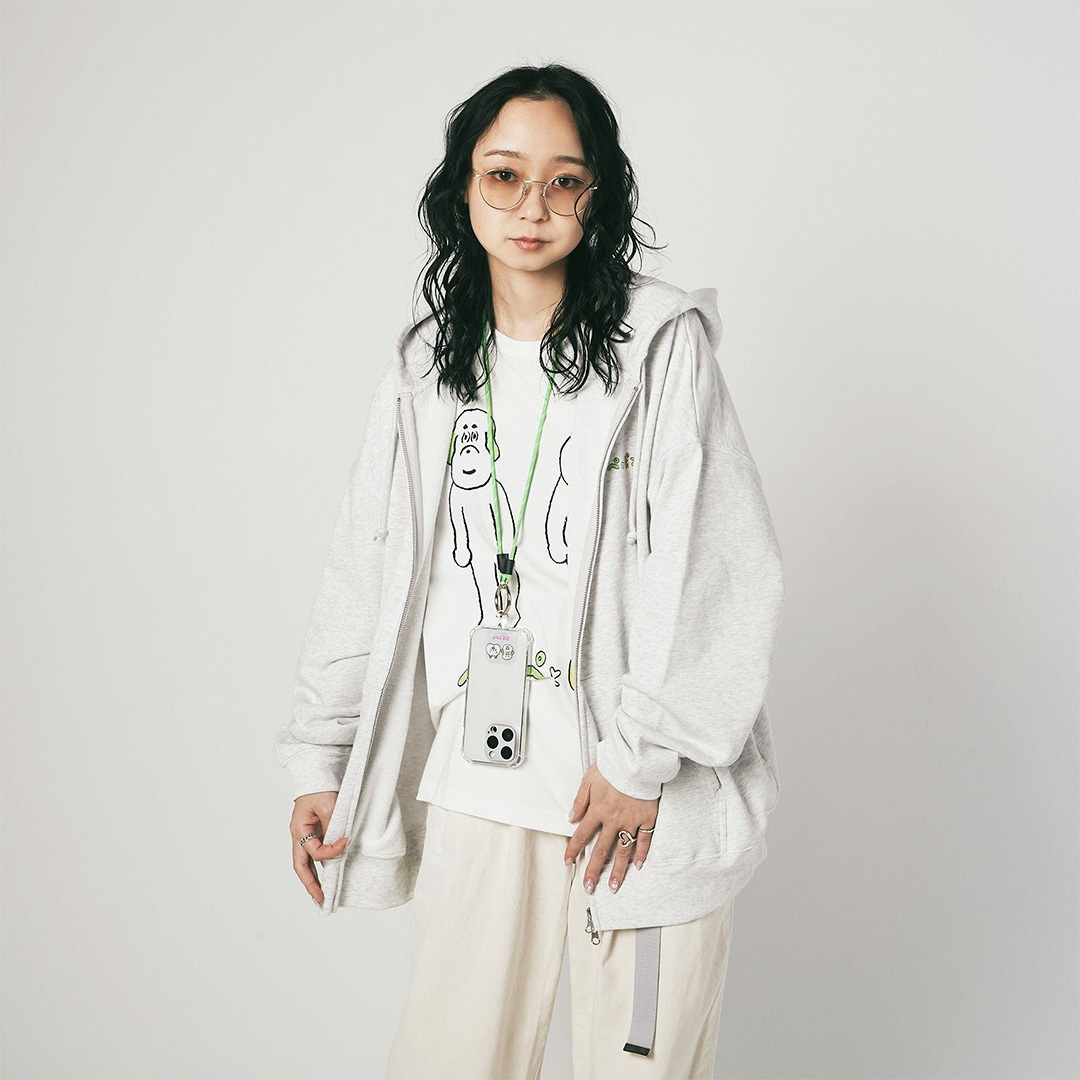 犬光ランド × makomo ペンぺとピンピ BIG ZIP HOODIE【MIX GRAY】