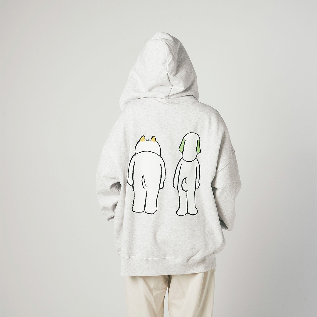 犬光ランド × makomo ペンぺとピンピ BIG ZIP HOODIE【MIX GRAY】