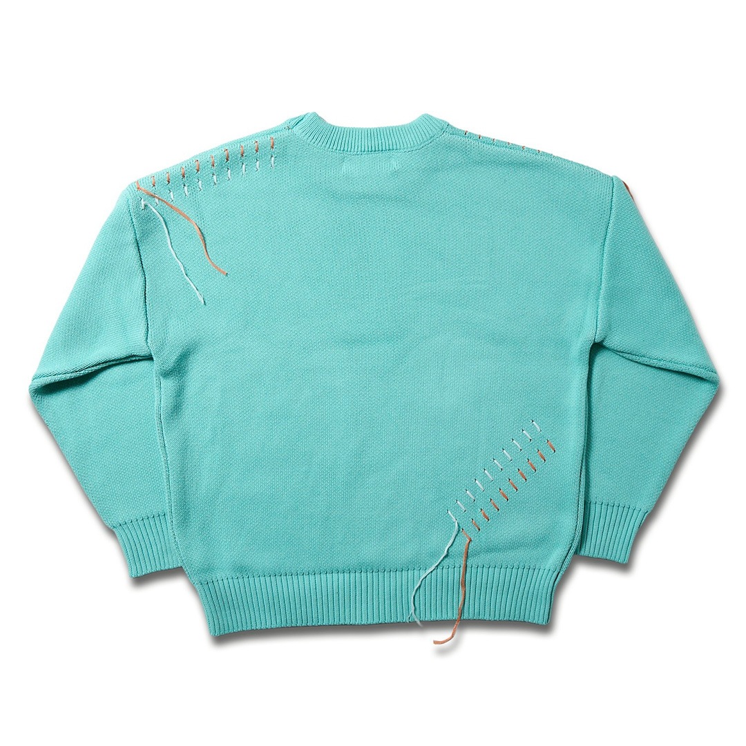 <受注生産> WINGLE STAR&FEATHER COTTON-ACRYLIC SWEATER【MINT】