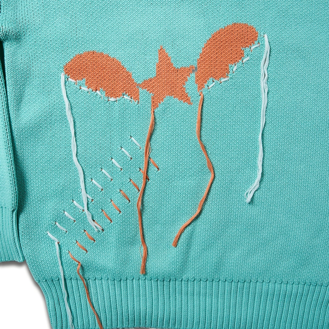 <受注生産> WINGLE STAR&FEATHER COTTON-ACRYLIC SWEATER【MINT】