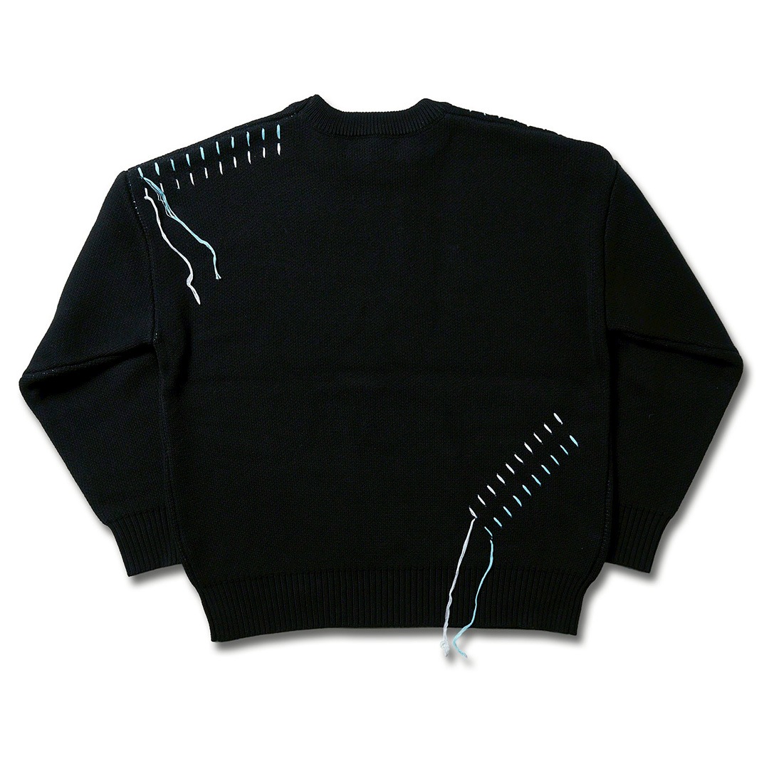 ＜受注生産＞ WINGLE STAR&FEATHER COTTON-ACRYLIC SWEATER【BLACK】
