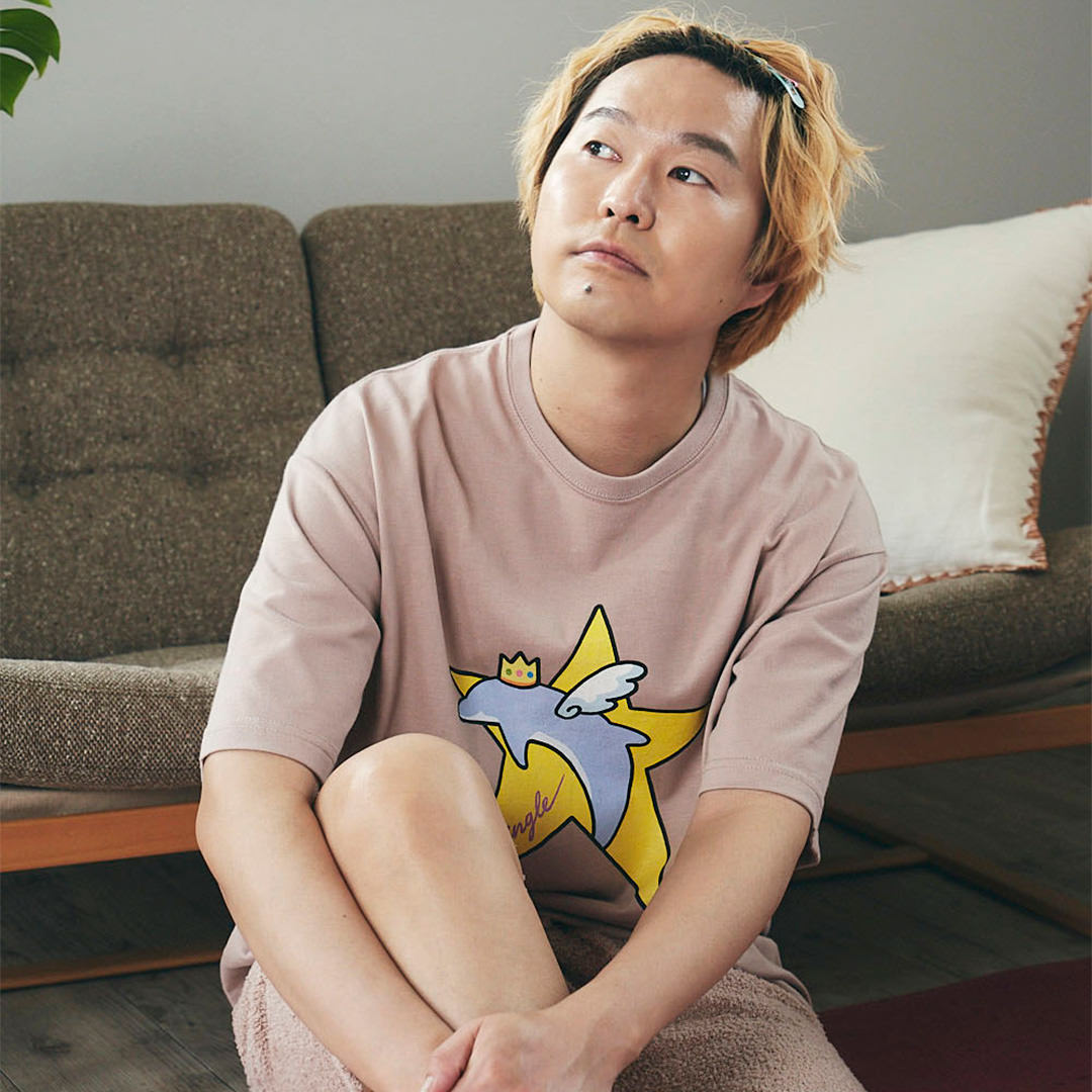 WINGLE STAR DOLPHIN BIG TEE【SMOKEY PINK】