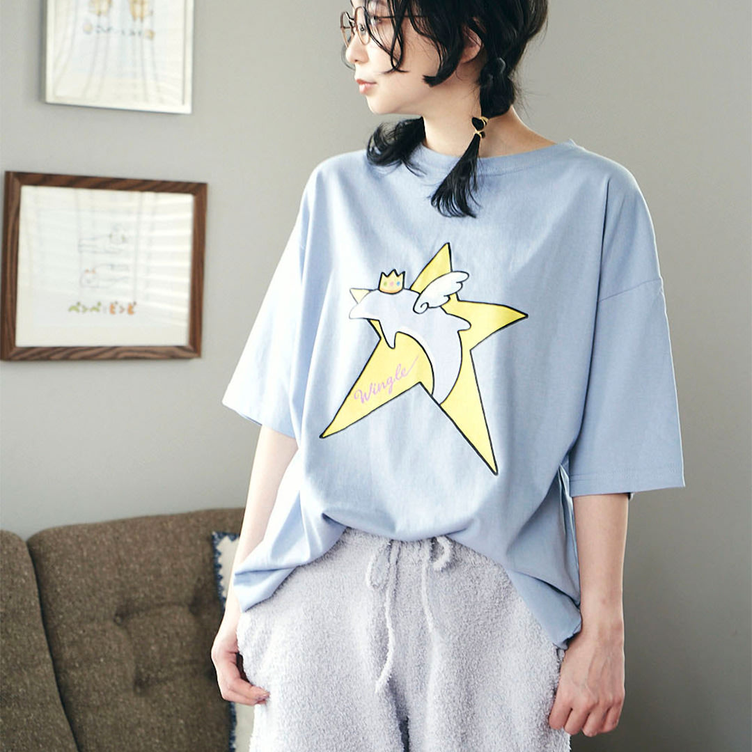 WINGLE STAR DOLPHIN BIG TEE【SMOKEY BLUE】