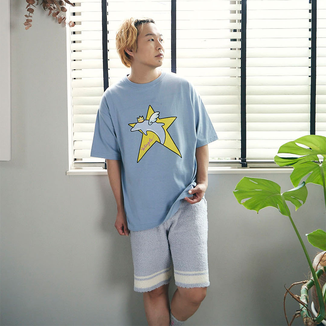 WINGLE STAR DOLPHIN BIG TEE【SMOKEY BLUE】