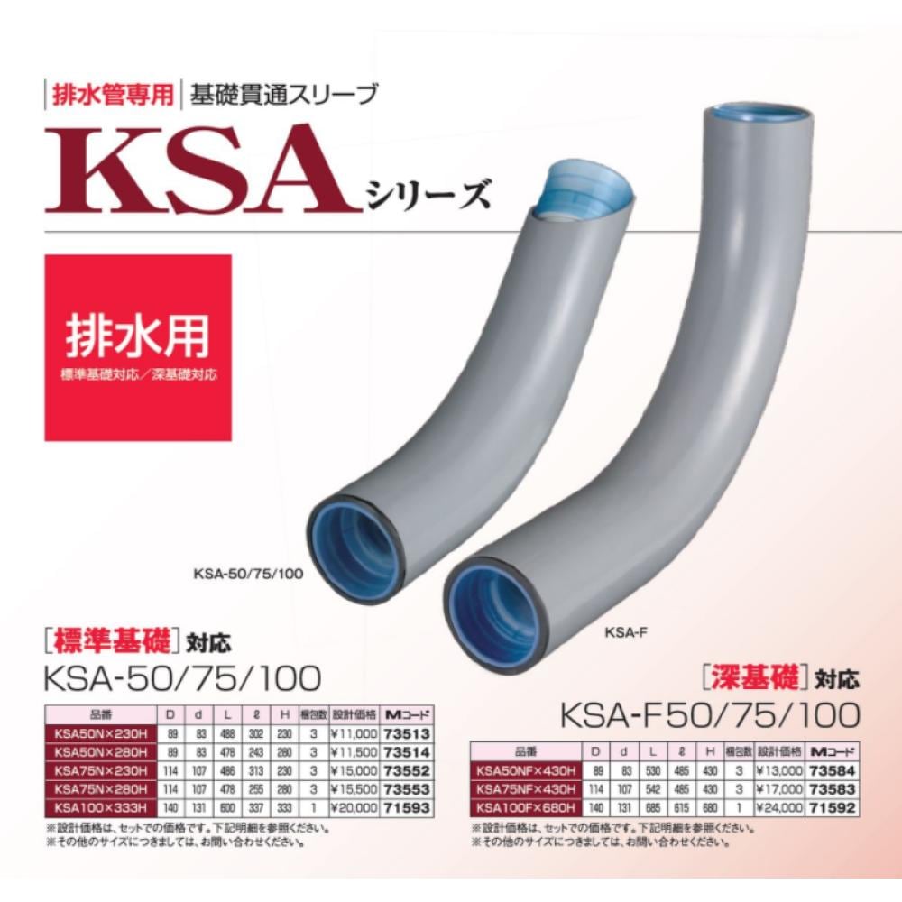 基礎貫通スリーブ　マエザワ　100A 前澤化成工業《KSA100X333H》 KSA100x333H (71593) 鞘389H591L + ﾌﾚｷ +