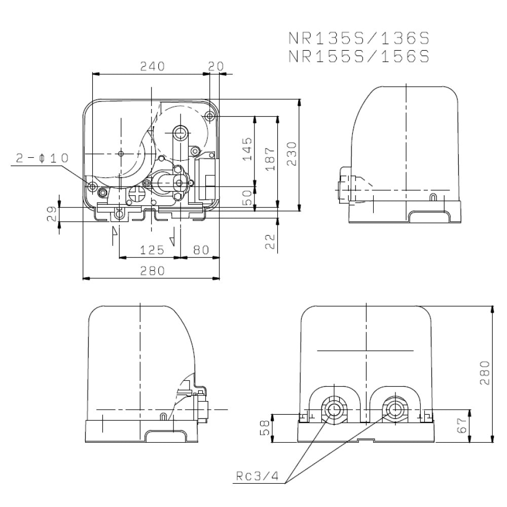 川本製作所 NR156S 60Hz 口径20mm 単相 150w : 浅井戸用定圧給水ﾎﾟﾝﾌﾟ