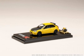 ★予約商品　HobbyJAPAN　HJ642016EY  1/64　Honda CIVIC Type R (EK9) /エンジンディスプレイモデル付 カスタムバージョン サンライトイエロー