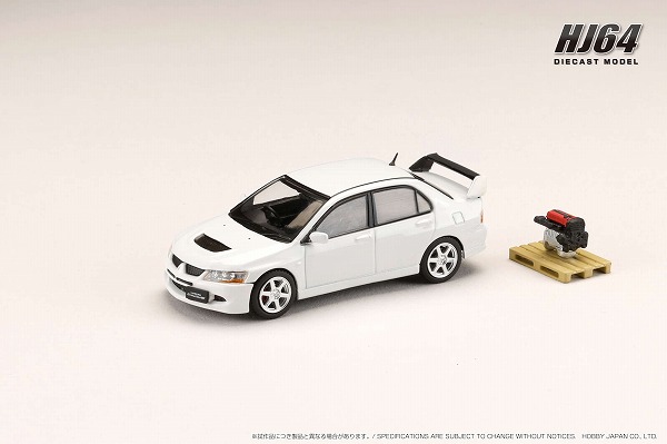 ★予約商品　HobbyJAPAN　HJ643054W　1/64　三菱ランサー GSR EVOLUTION 8 エンジンディスプレイモデル付き ホワイトソリッド