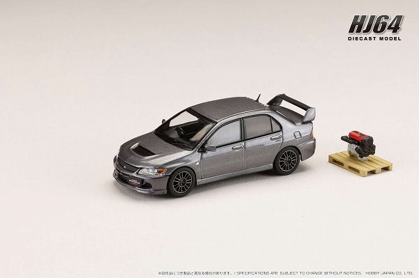 ★予約商品　HobbyJAPAN　HJ647054MP　1/64　三菱ランサー GSR EVOLUTION 9 MR エンジンディスプレイモデル付き ミディアムパープリッシュグレーマイカ