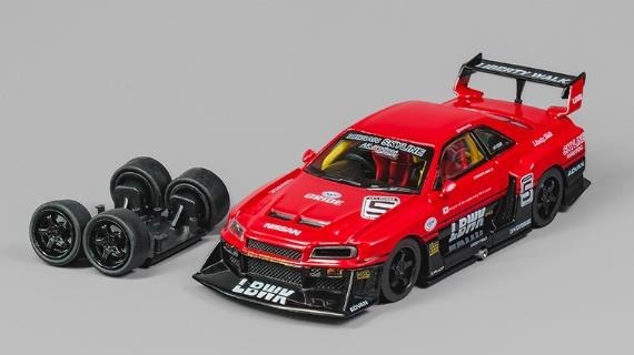 ★予約商品　CM・MODEL　CM64-ER34-04　1/64　Nissan LB-WORKS ER34 No.5 カーボンファイバー ヘッドライト レッド