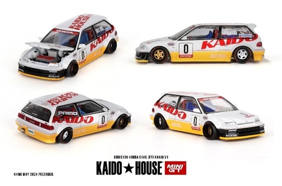 ★予約商品　MINI-GT　KHMG139　1/64　Honda シビック EF Kanjo V1(左ハンドル)