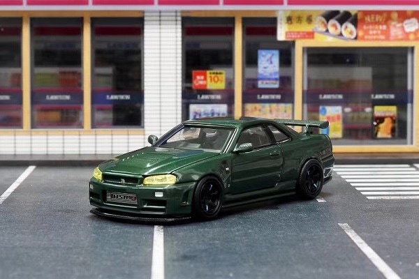 ★予約商品　MOTORHELIX　M63421　1/64　日産 スカイライン GTR R34 (NISMO) CUSTOMIZED ダークグリーン