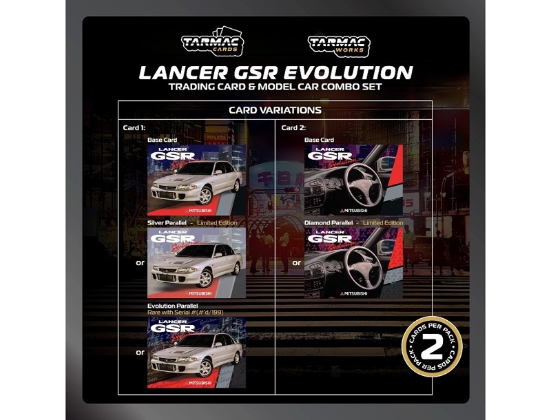 ターマックワークス　T64G-048-SL　1/64　Mitsubishi Lancer GSR Evolution Silver with Tarmac Trading Cards