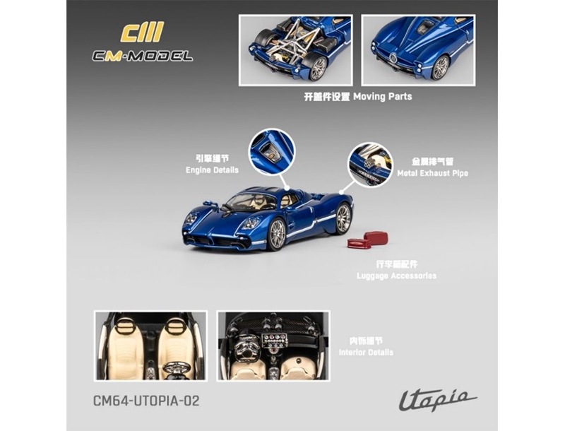 ★予約商品　CM・MODEL　CM64-Utopia-02　1/64　Pagani ウトピア メタリックブルー