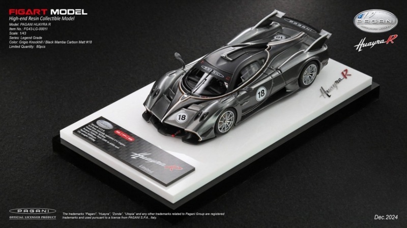 FIGART MODEL　FG43-LG-0001L　1/43　Pagani Huayra R Grigio Knockhill /Black Mamba Carbon Matt #18