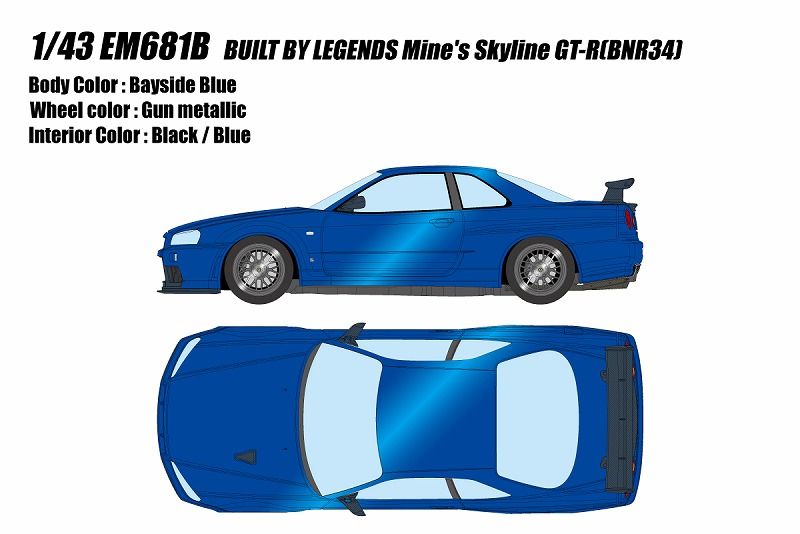 ★予約商品　EIDOLON　EM681B　1/43　BUILT BY LEGENDS Mine's Skyline GT-R(BNR34) ベイサイドブルー