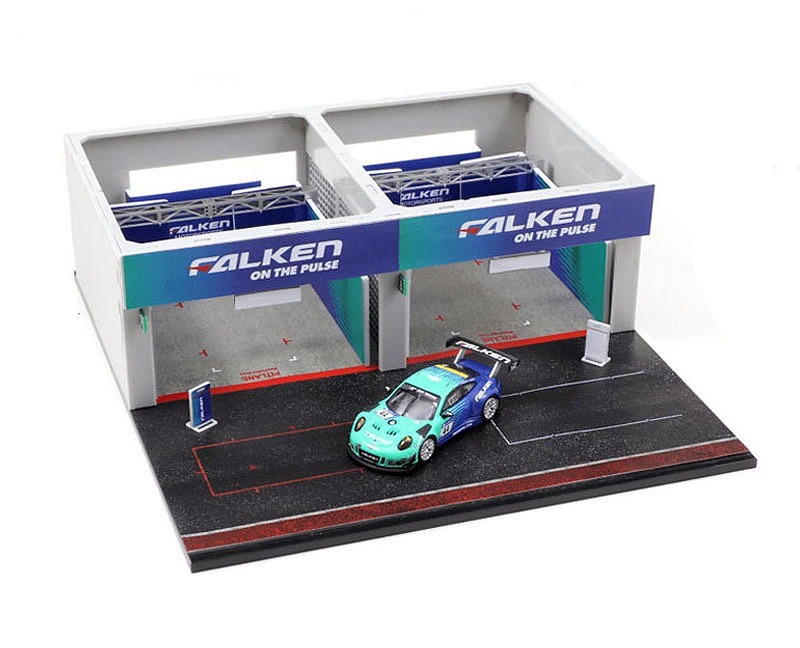 T64D-001-PS 1/64 Pit Garage Diorama - FALKEN + Porsche 911
