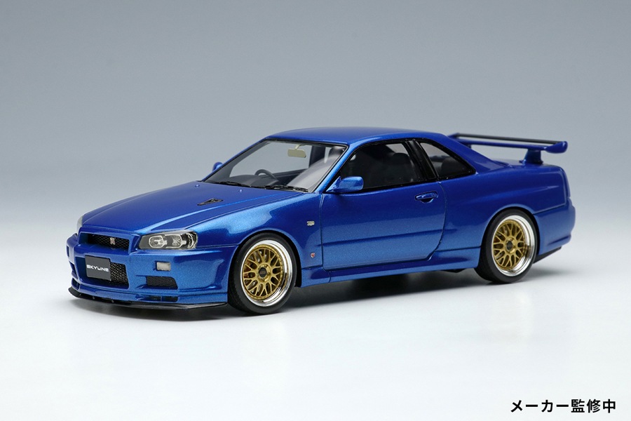 ★予約商品　MakeUp/EIDOLON　EM509A　1/43　Nissan Skyline GT-R (BNR34) V-spec II 2000 (BBS LM Wheel) ベイサイドブルー