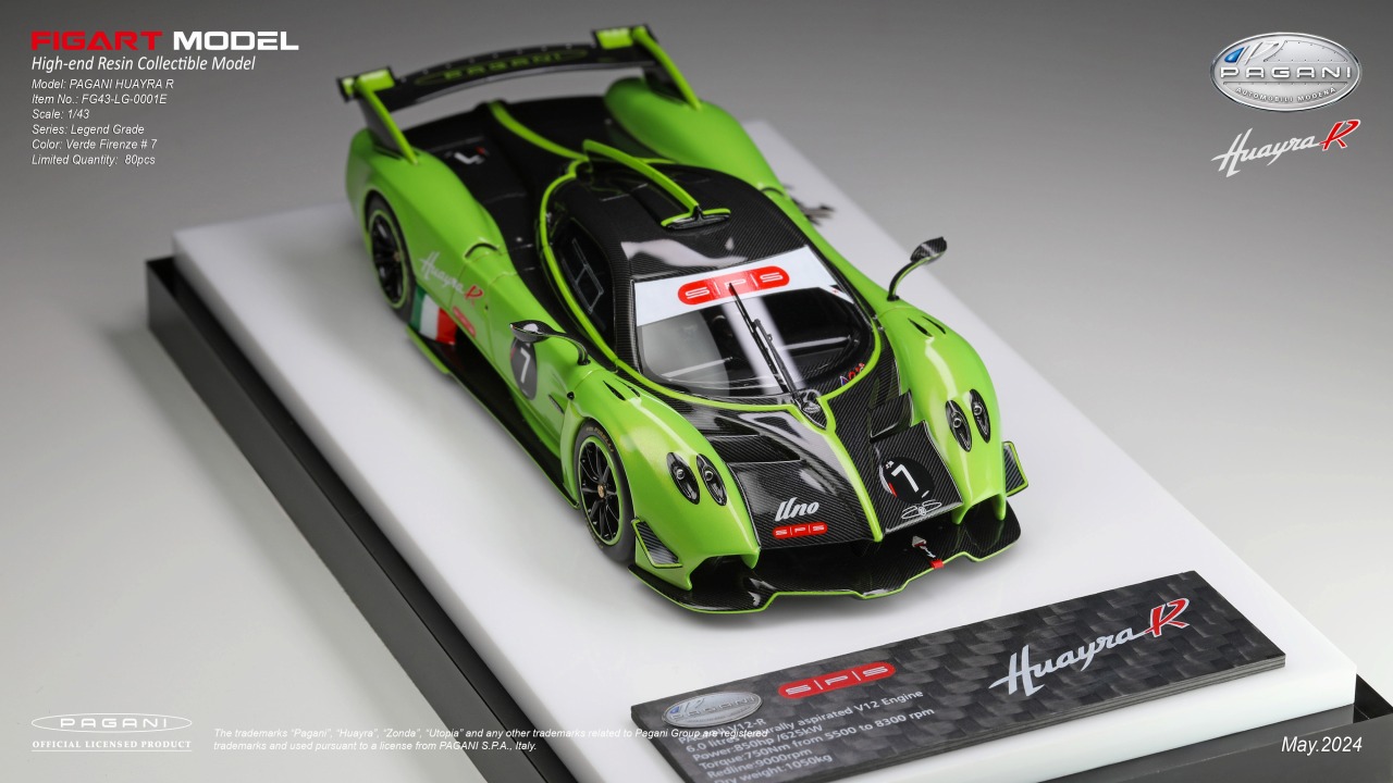 FIGART MODEL FG430001E 1/43 Pagani Huayra R Verde Firenze
