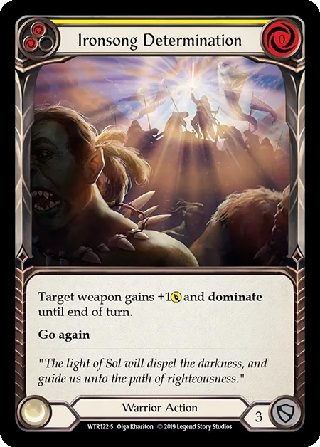 【EN】《Rainbow Foil》[Warrior] Ironsong Determination (黄)「S」〔WTR-1st122〕