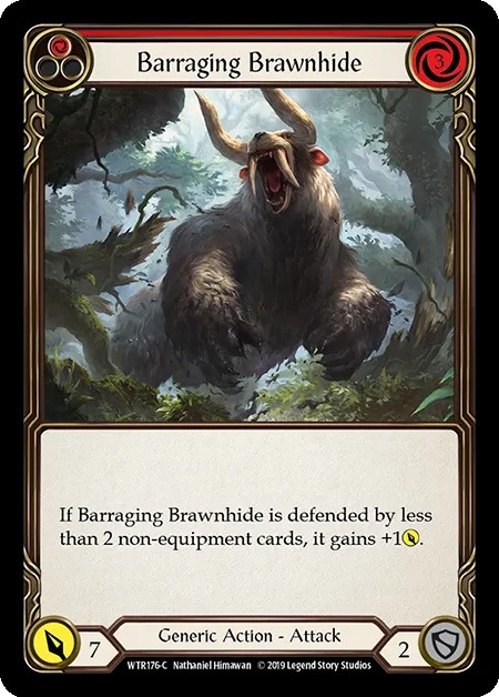 【EN】《Rainbow Foil》[Generic] Barraging Brawnhide (赤)「C」〔WTR-1st176〕