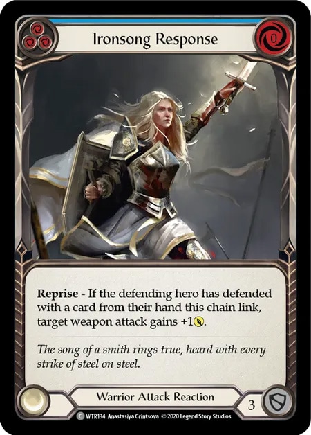 【EN】《Rainbow Foil》[Warrior] Ironsong Response (青)「C」〔WTR-UL134〕