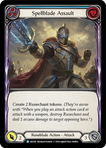 【EN】《Rainbow Foil》[Runeblade] Spellblade Assault/呪文刃の猛攻 (青)「R」〔ARC-UL087〕