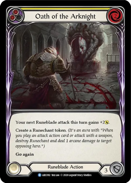 【EN】[Runeblade] Oath of the Arknight/アークナイトの誓い (黄)「R」〔ARC-UL092〕
