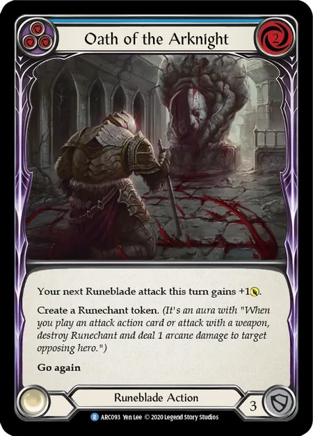 【EN】《Rainbow Foil》[Runeblade] Oath of the Arknight/アークナイトの誓い (青)「R」〔ARC-UL093〕