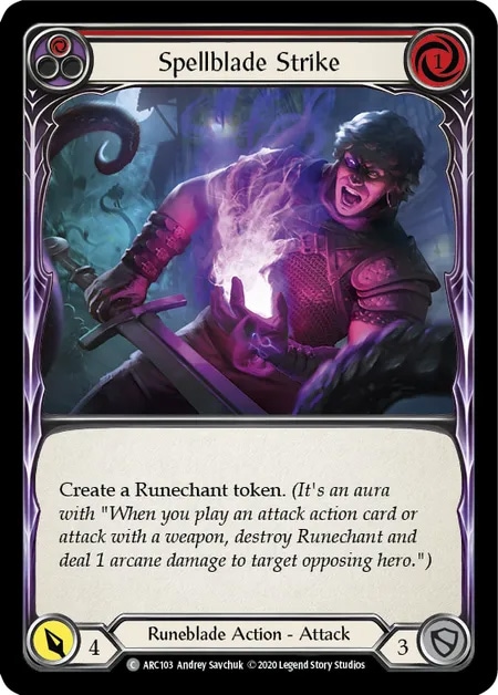 【EN】[Runeblade] Spellblade Strike (赤)「C」〔ARC-UL103〕