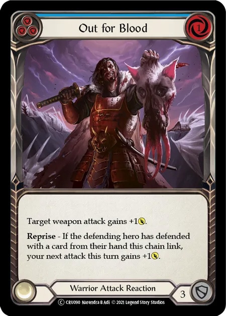 【EN】《Rainbow Foil》[Warrior] Out for Blood (青)「C」〔CRU-UL090〕