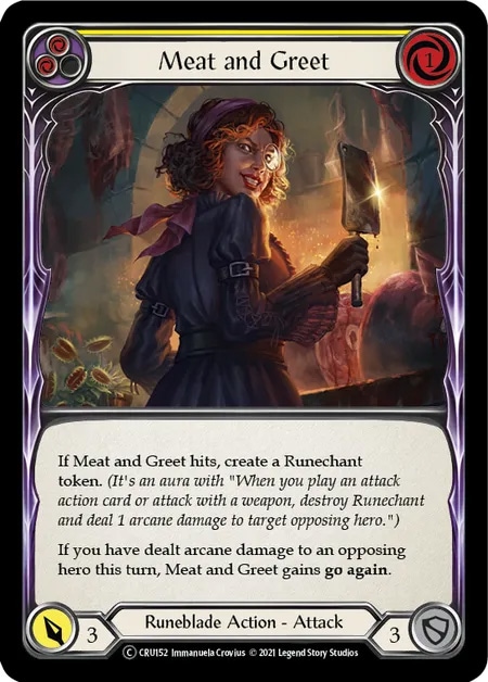 【EN】[Runeblade] Meat and Greet (黄)「C」〔CRU-UL152〕