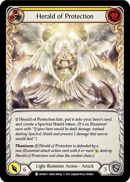 【EN】《Rainbow Foil》[Light Illusionist] Herald of Protection (黄)「C」〔MON-1st015〕