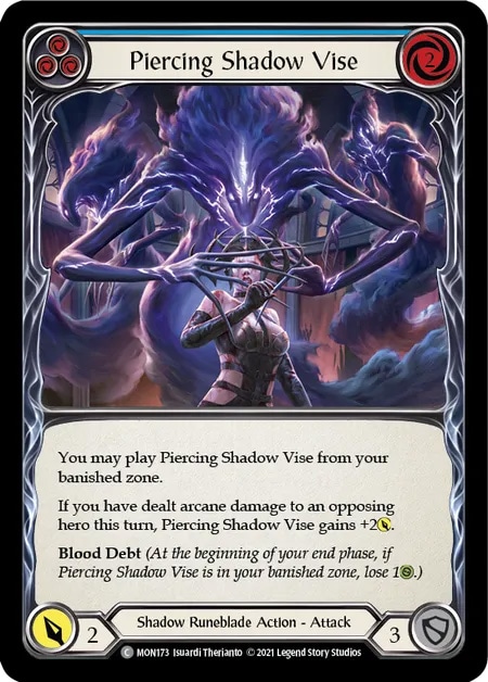【EN】《Rainbow Foil》[Shadow Runeblade] Piercing Shadow Vise (青)「C」〔MON-1st173〕