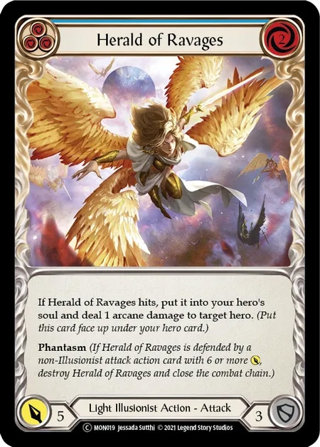 【EN】《Rainbow Foil》[Light Illusionist] Herald of Ravages (青)「C」〔MON-UL019〕