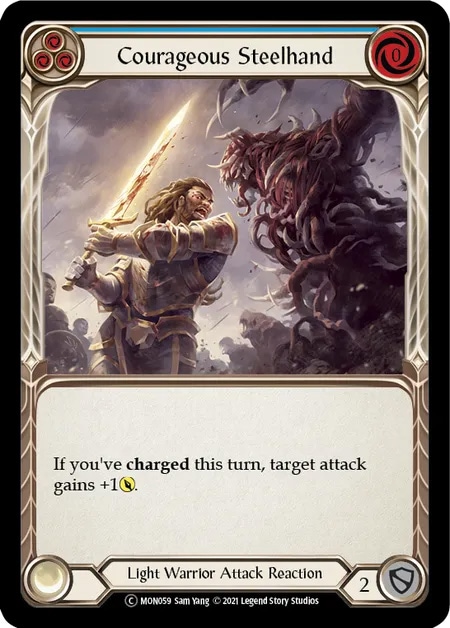 【EN】《Rainbow Foil》[Light Warrior] Courageous Steelhand (青)「C」〔MON-UL059〕