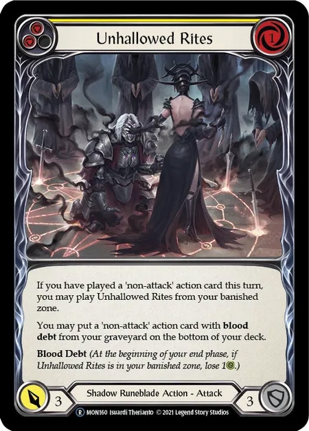 【EN】[Shadow Runeblade] Unhallowed Rites (黄)「R」〔MON-UL160〕
