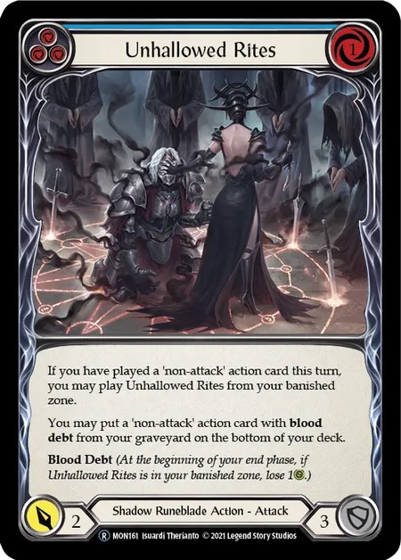 【EN】《Rainbow Foil》[Shadow Runeblade] Unhallowed Rites (青)「R」〔MON-UL161〕