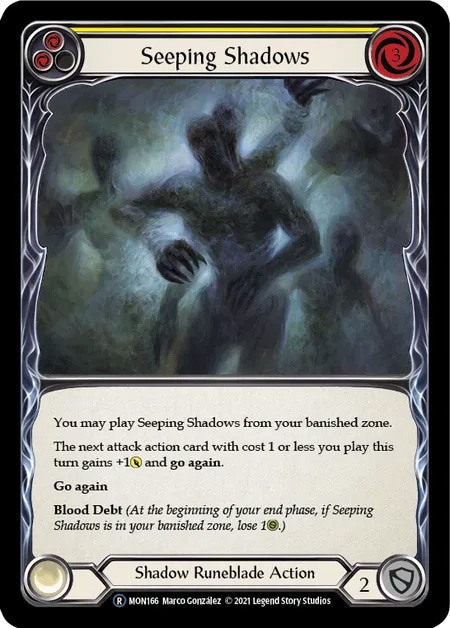 【EN】《Rainbow Foil》[Shadow Runeblade] Seeping Shadows (黄)「R」〔MON-UL166〕