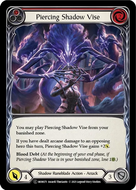 【EN】《Rainbow Foil》[Shadow Runeblade] Piercing Shadow Vise (赤)「C」〔MON-UL171〕