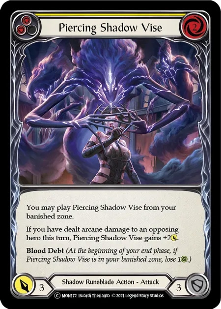 【EN】《Rainbow Foil》[Shadow Runeblade] Piercing Shadow Vise (黄)「C」〔MON-UL172〕