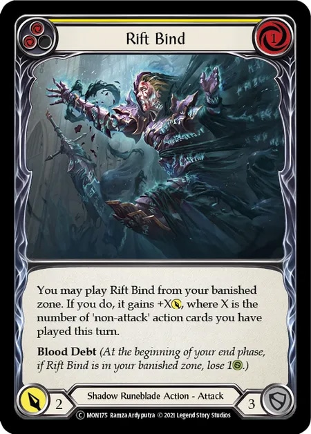 【EN】《Rainbow Foil》[Shadow Runeblade] Rift Bind (黄)「C」〔MON-UL175〕