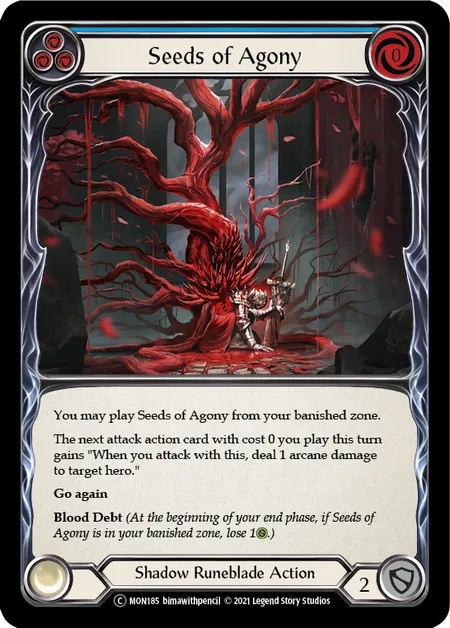 【EN】《Rainbow Foil》[Shadow Runeblade] Seeds of Agony (青)「C」〔MON-UL185〕