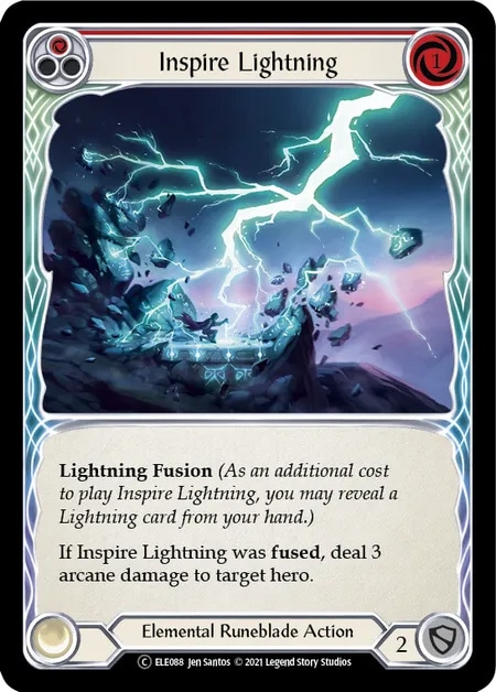 【EN】《Rainbow Foil》[Elemental Runeblade] Inspire Lightning (赤)「C」〔ELE-UL088〕
