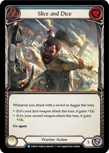 【EN】《Rainbow Foil》[Warrior] Slice and Dice (青)「R」〔EVR059〕