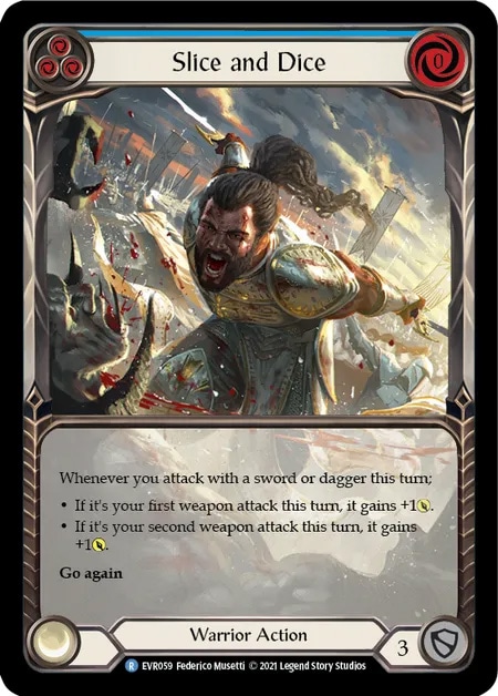 【EN】《Rainbow Foil》《Extended Art》[Warrior] Slice and Dice (青)「R」〔EVR059〕