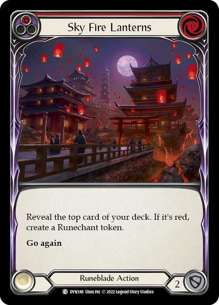 【EN】《Rainbow Foil》[Runeblade] Sky Fire Lanterns (赤)「C」〔DYN188〕