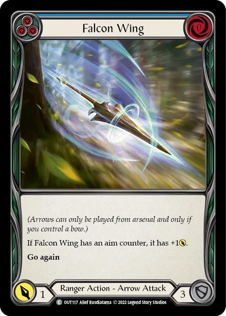 【EN】《Rainbow Foil》[Ranger] Falcon Wing (青)「C」〔OUT117〕